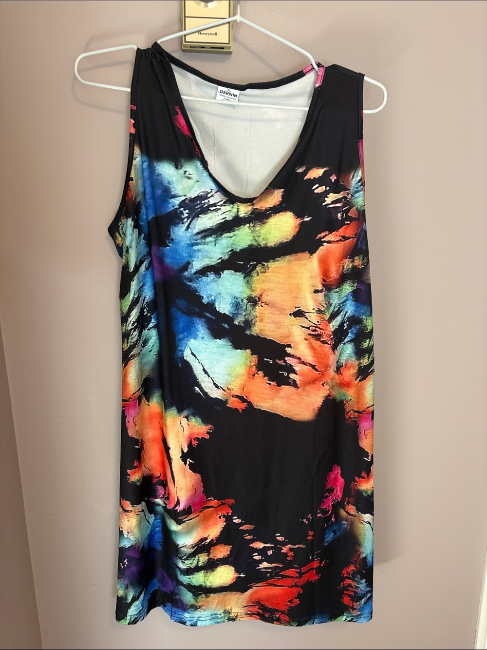 Multicolor Abstract Print V-Neck Dress